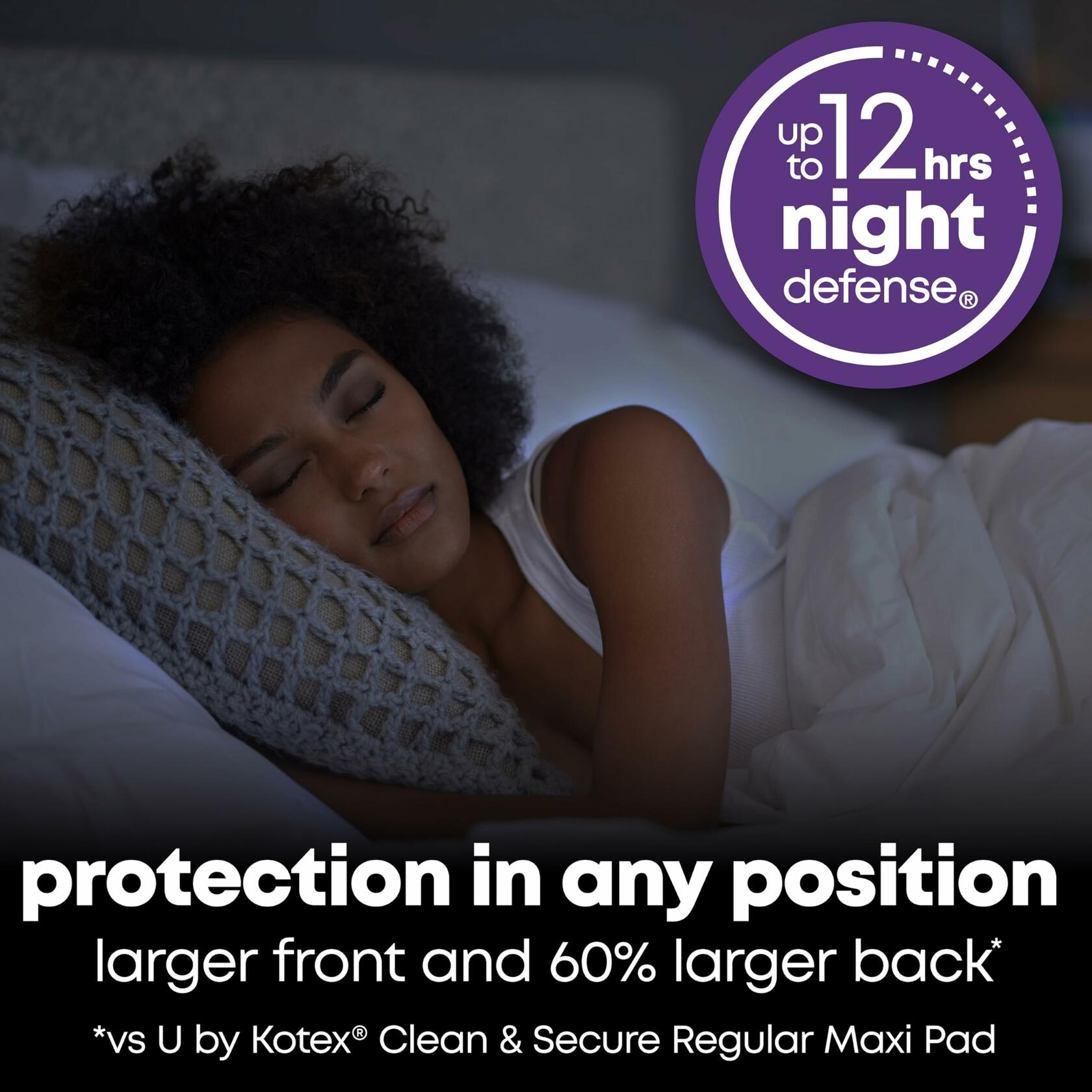 U by Kotex Maxi Pads Overnight Absorbency with Wings 40 Count. Packaging may