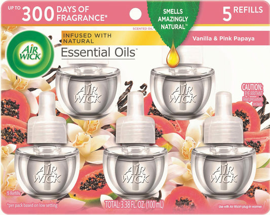 Air Wick Scented Oils Vanilla & Pink Papaya 5 Refills 0.67oz Each
