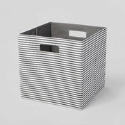 Brightroom Fabric Bin 13x13 Black Textured Stripes