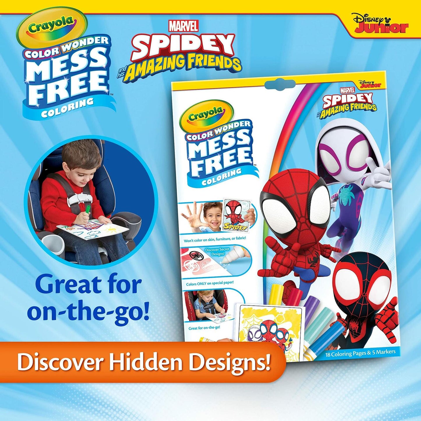 Crayola Spiderman Color Wonder Coloring Set 18 Mess Free Pages for Kids