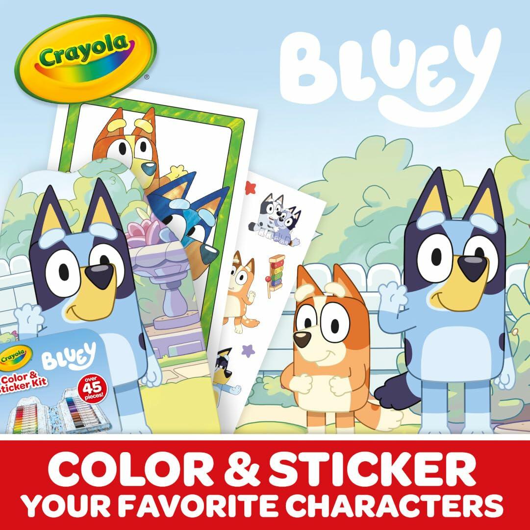 Crayola Bluey Art Kit for Kids 45pcs Coloring Book Stickers 4+