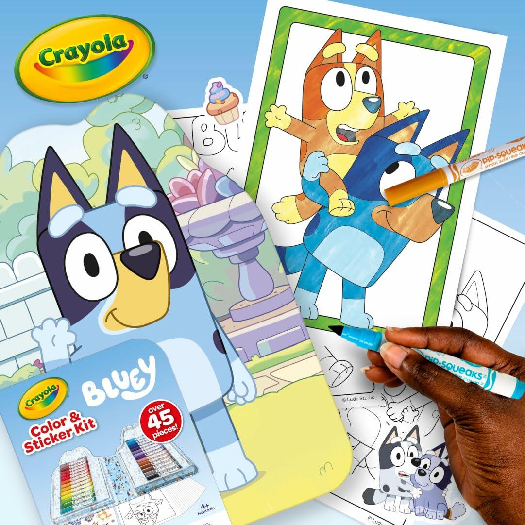 Crayola Bluey Art Kit for Kids 45pcs Coloring Book Stickers 4+