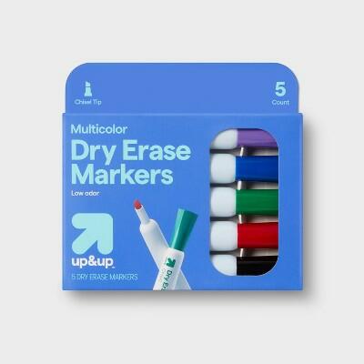 Up&up 5ct Chisel Tip Dry Erase Markers Multicolor School Supplies Kids
