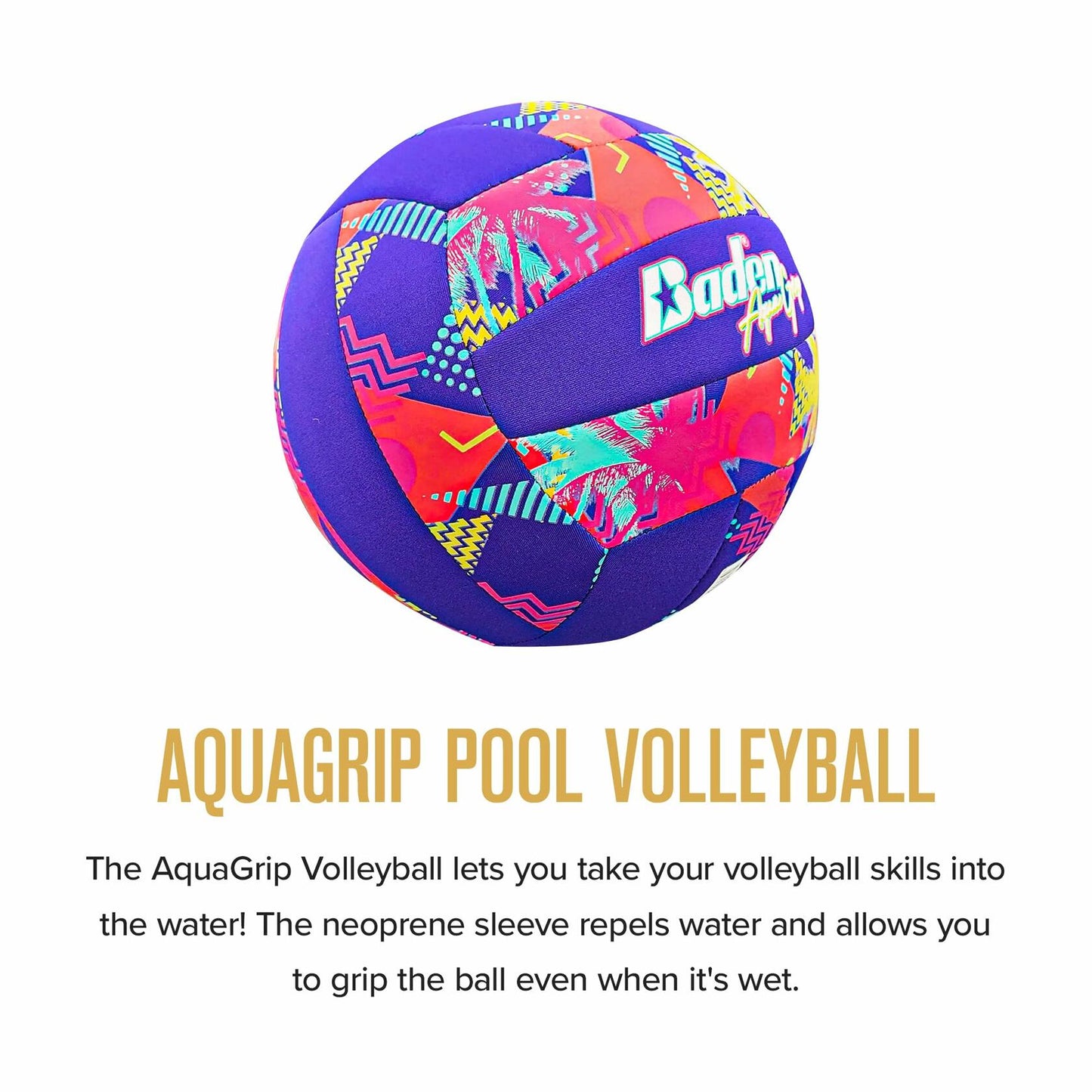 [Like_new] Baden Aquagrip Neoprene Pool Volleyball Size 5 Tropical Colors