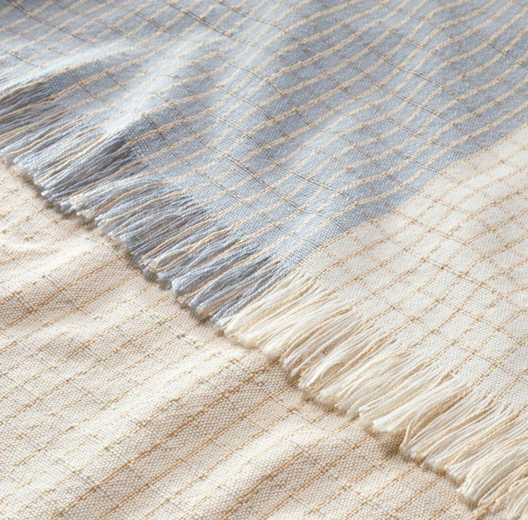 Hearth & Hand Magnolia Blue Tan Colorblock Throw Blanket 60x50