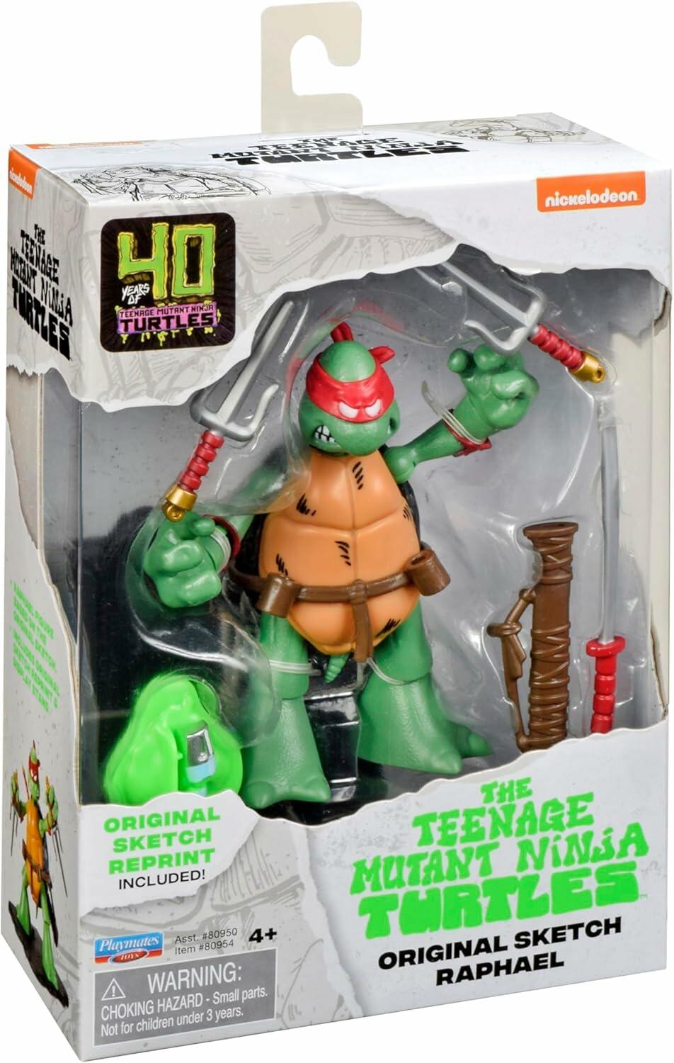 TMNT Raphael Classic Sketch Turtle Figure Green Plastic Cartoon 4"
