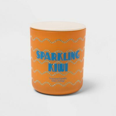 Glass Wave Sparkling Kiwi Jar Candle with Lid 12oz - Room Essentials™ Orange