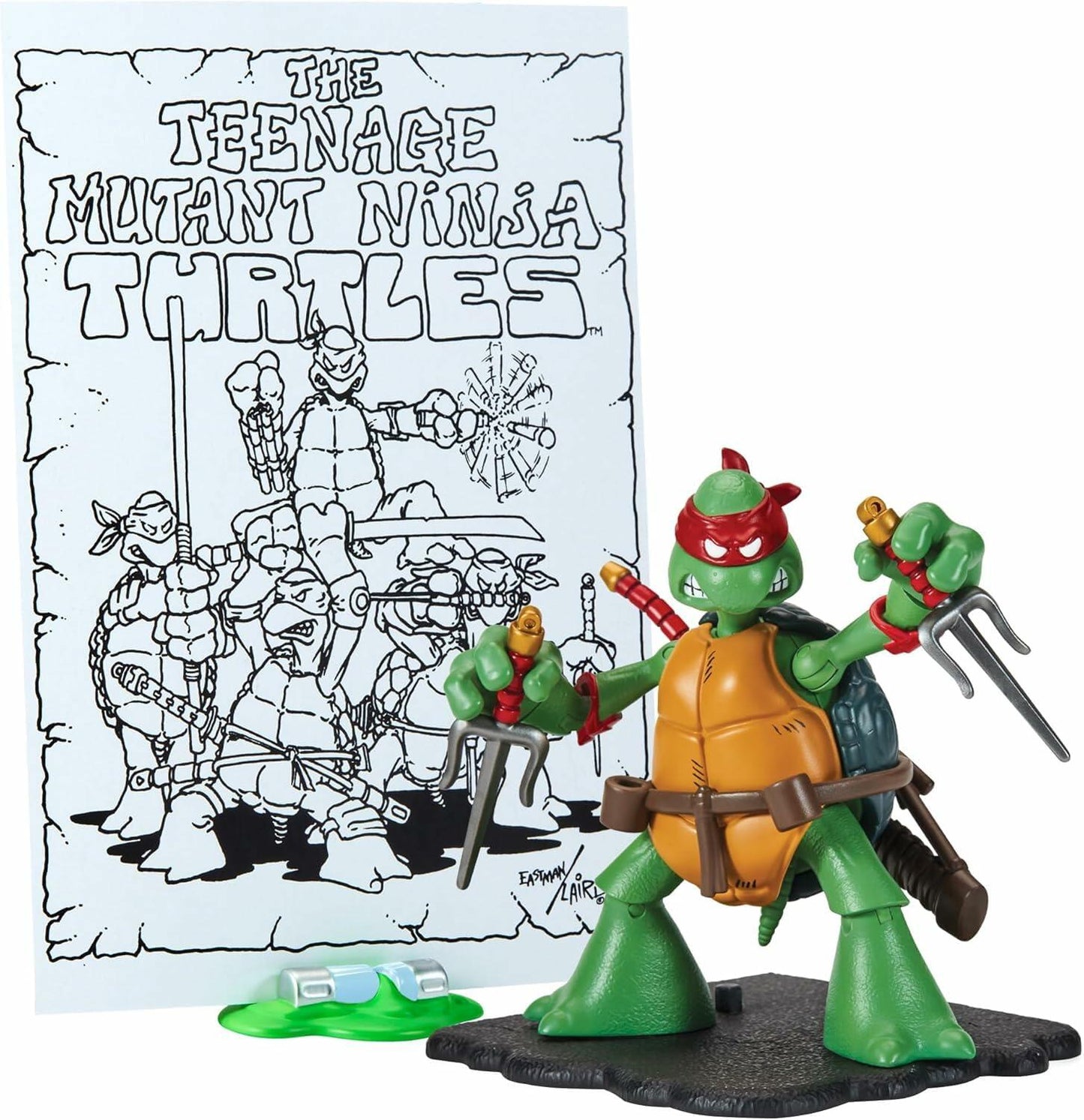 TMNT Raphael Classic Sketch Turtle Figure Green Plastic Cartoon 4"