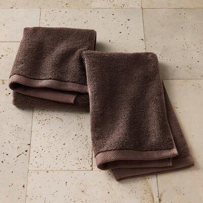 Casaluna Organic Hand Towel 2pk Brown Heavyweight Cotton Hanging Loop