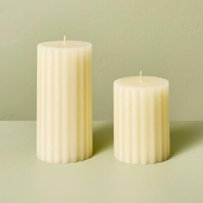 Hearth & Hand Magnolia Ivory Vertical Ribbed Pillar Candles 3x3 & 3x6 2ct