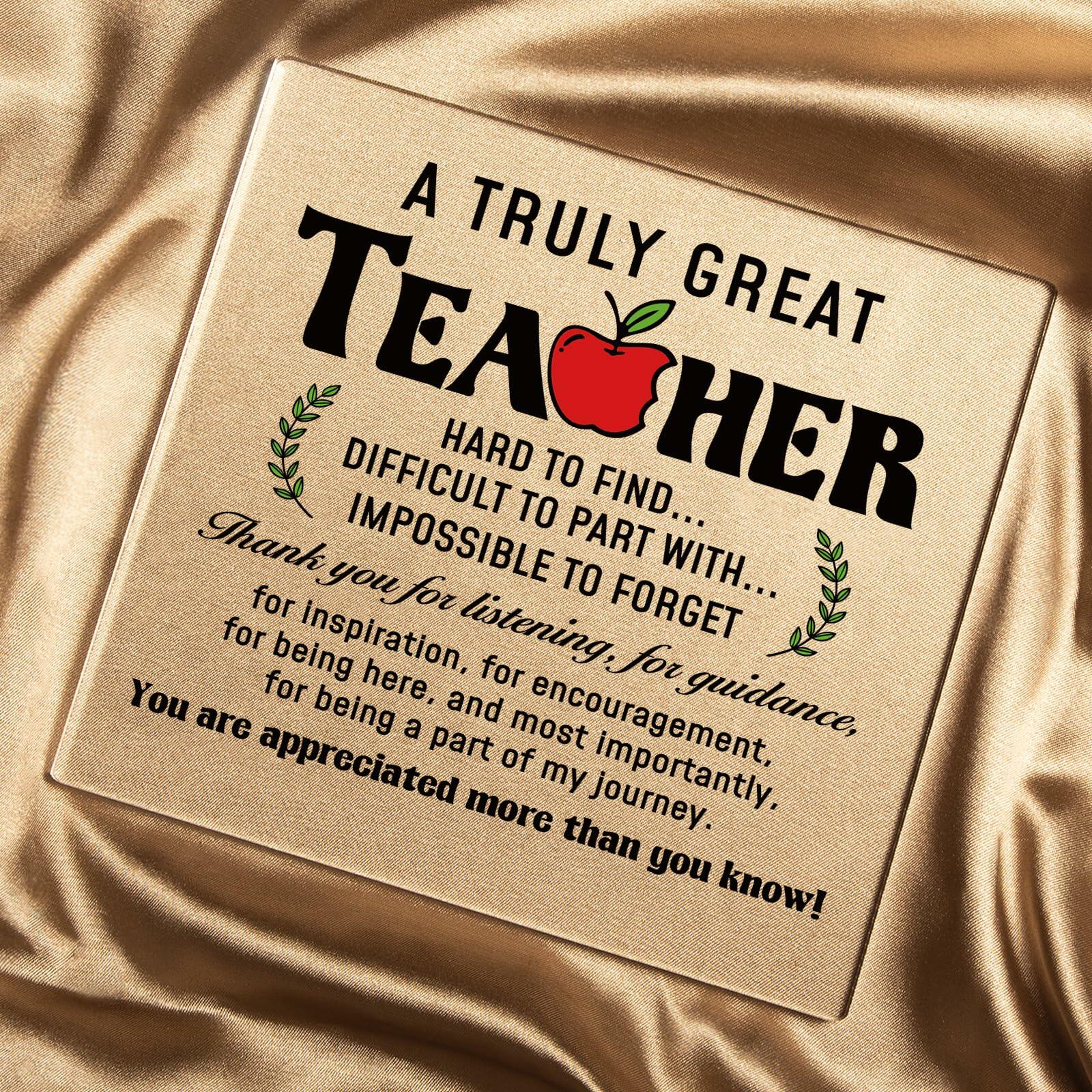 Afterprints Teacher Appreciation Acrylic Plaque with Wooden Base Thank You Gift