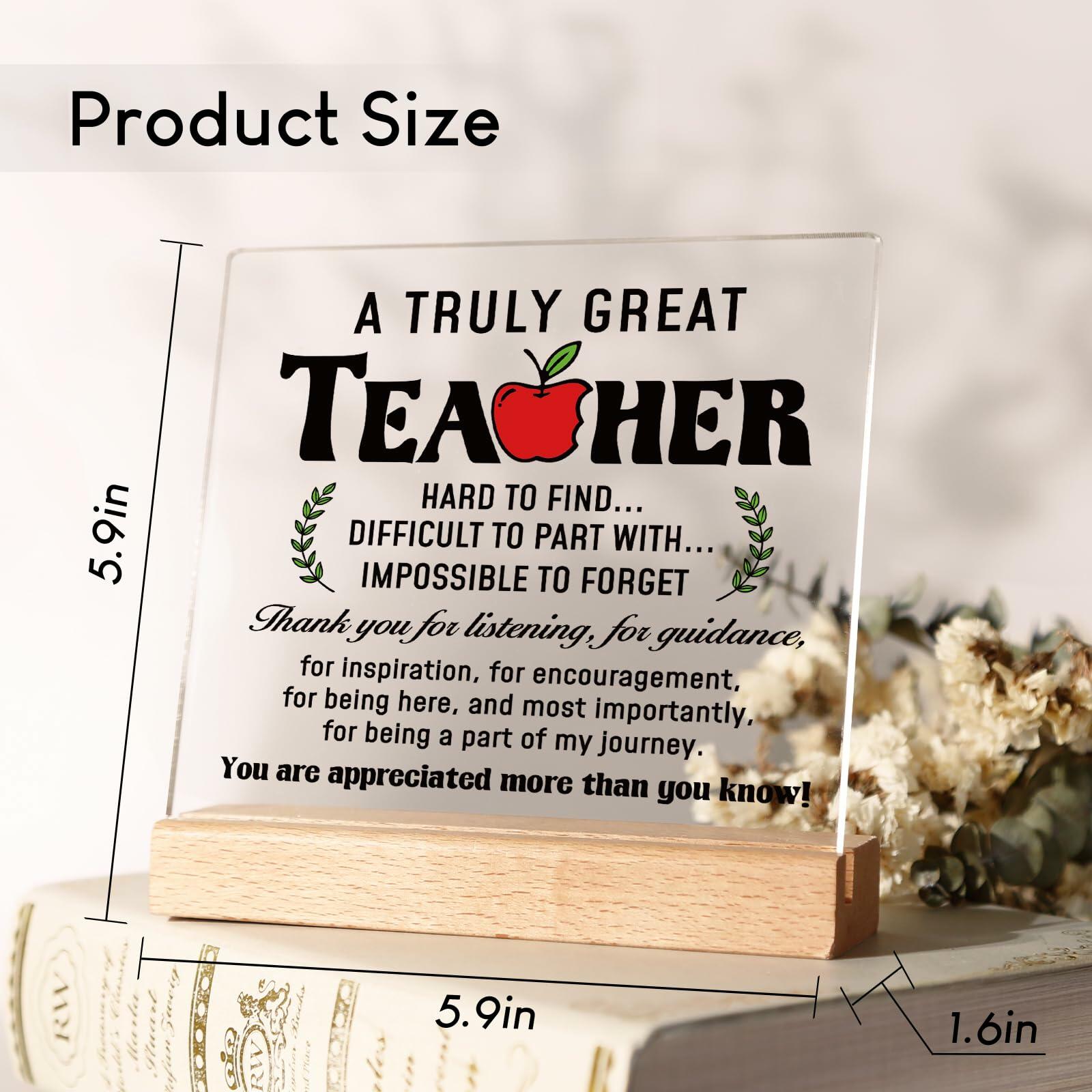 Afterprints Teacher Appreciation Acrylic Plaque with Wooden Base Thank You Gift