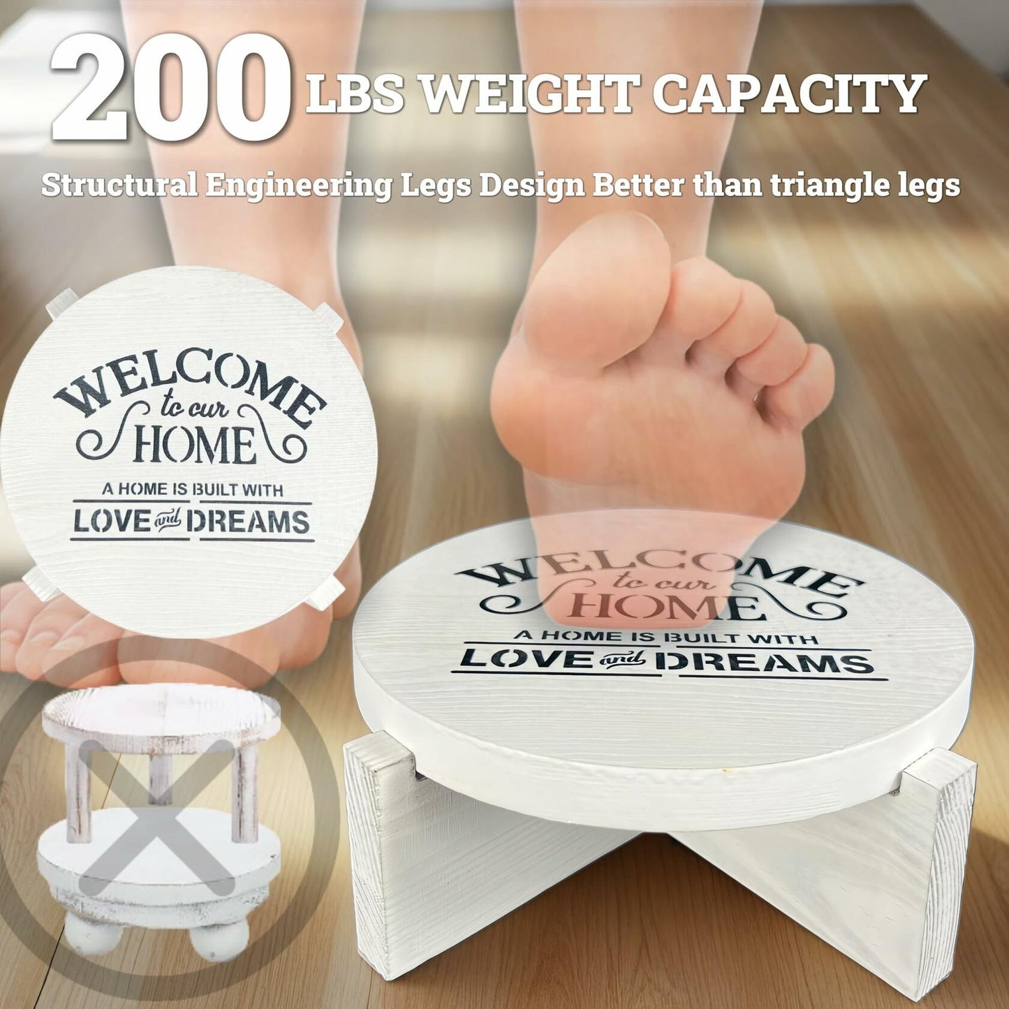 Wood Round Display Riser Set 3 PCS Large 10/8/6 White Farmhouse Decor