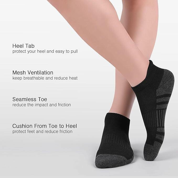 NTCARE Men's Athletic Ankle Socks 6 Pairs Cushioned Low Cut Arch Support