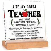 Afterprints Teacher Appreciation Acrylic Plaque with Wooden Base Thank You Gift