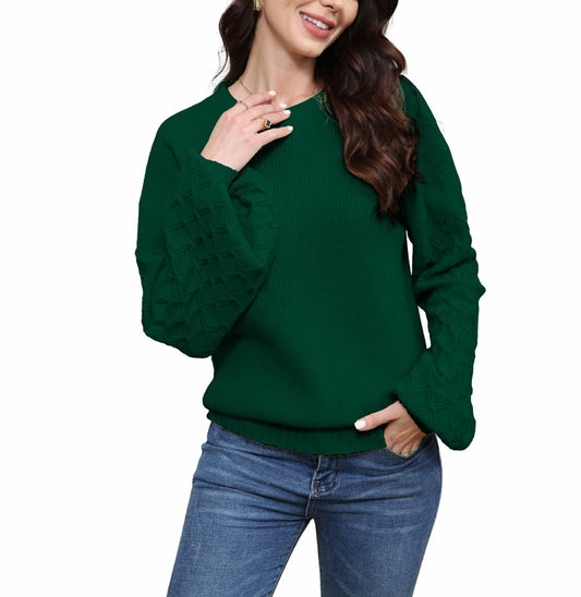 LISILONG Women's Long Sleeve Pullover Sweater Chunky Knit Green L