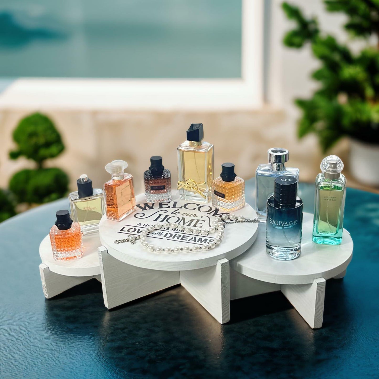 Wood Round Display Riser Set 3 PCS Large 10/8/6 White Farmhouse Decor