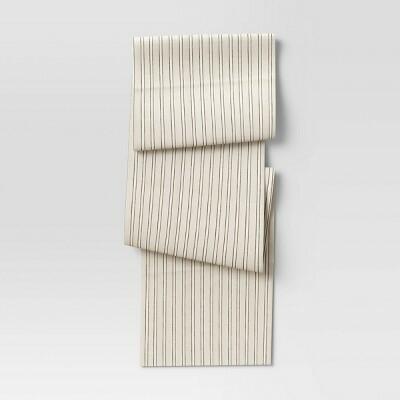 Threshold Cotton Striped Table Runner 108x14 Natural OEKO-TEX Certified