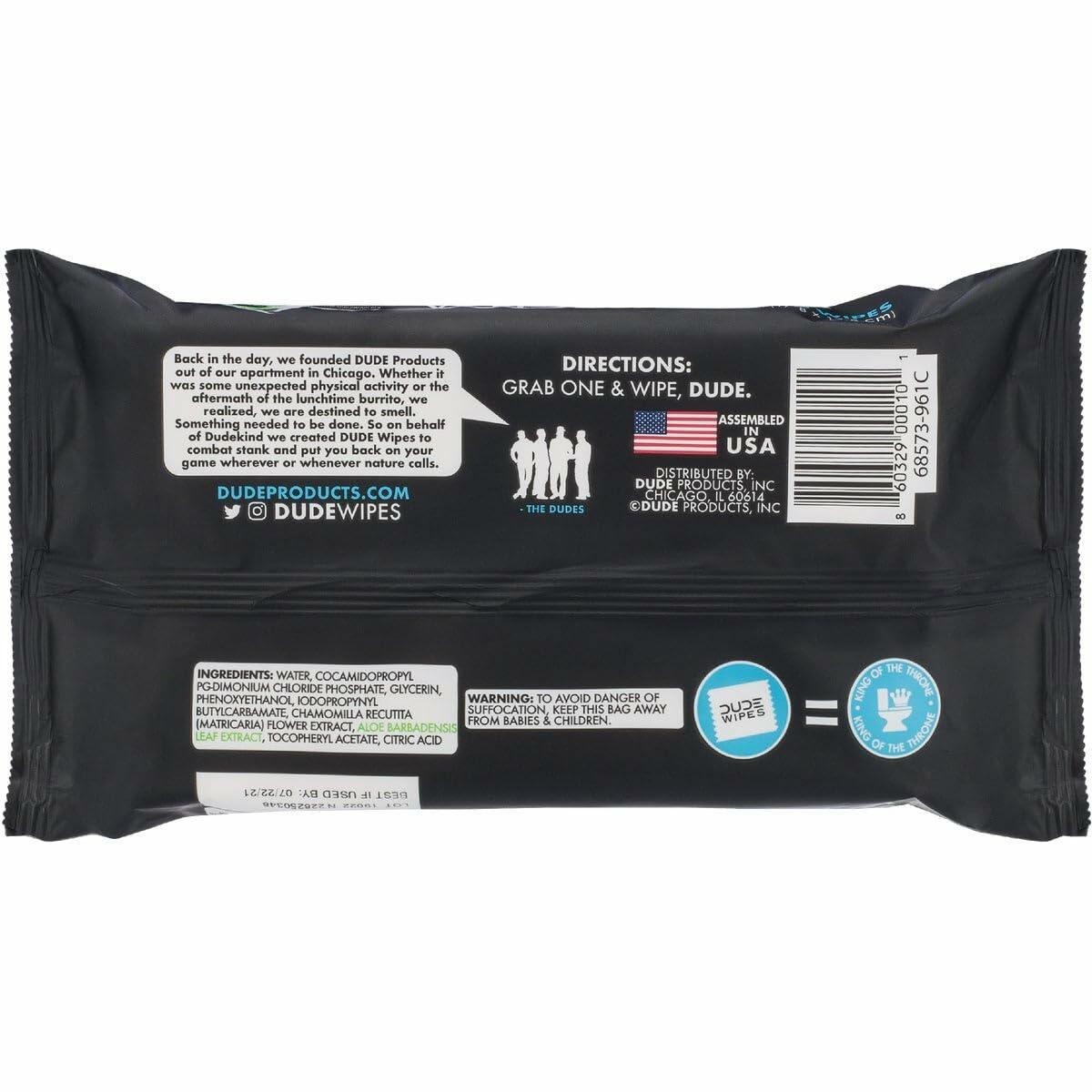 DUDE WIPES Disposable Wet Wipes 48 Count Flushable Extra Large