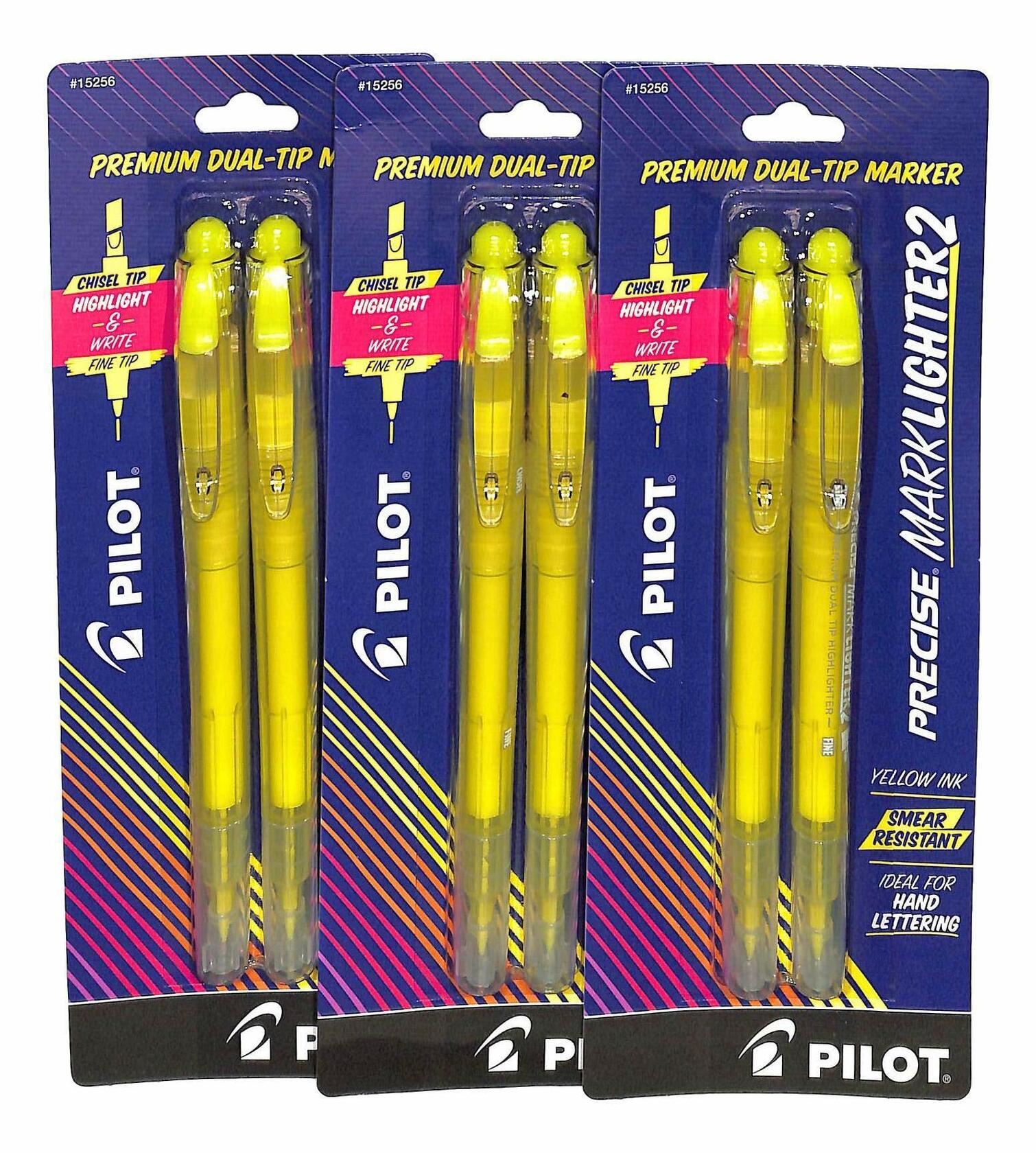 Pilot Precise Marklighter2 Dual Tip Highlighter Yellow 2pk 1.3mm