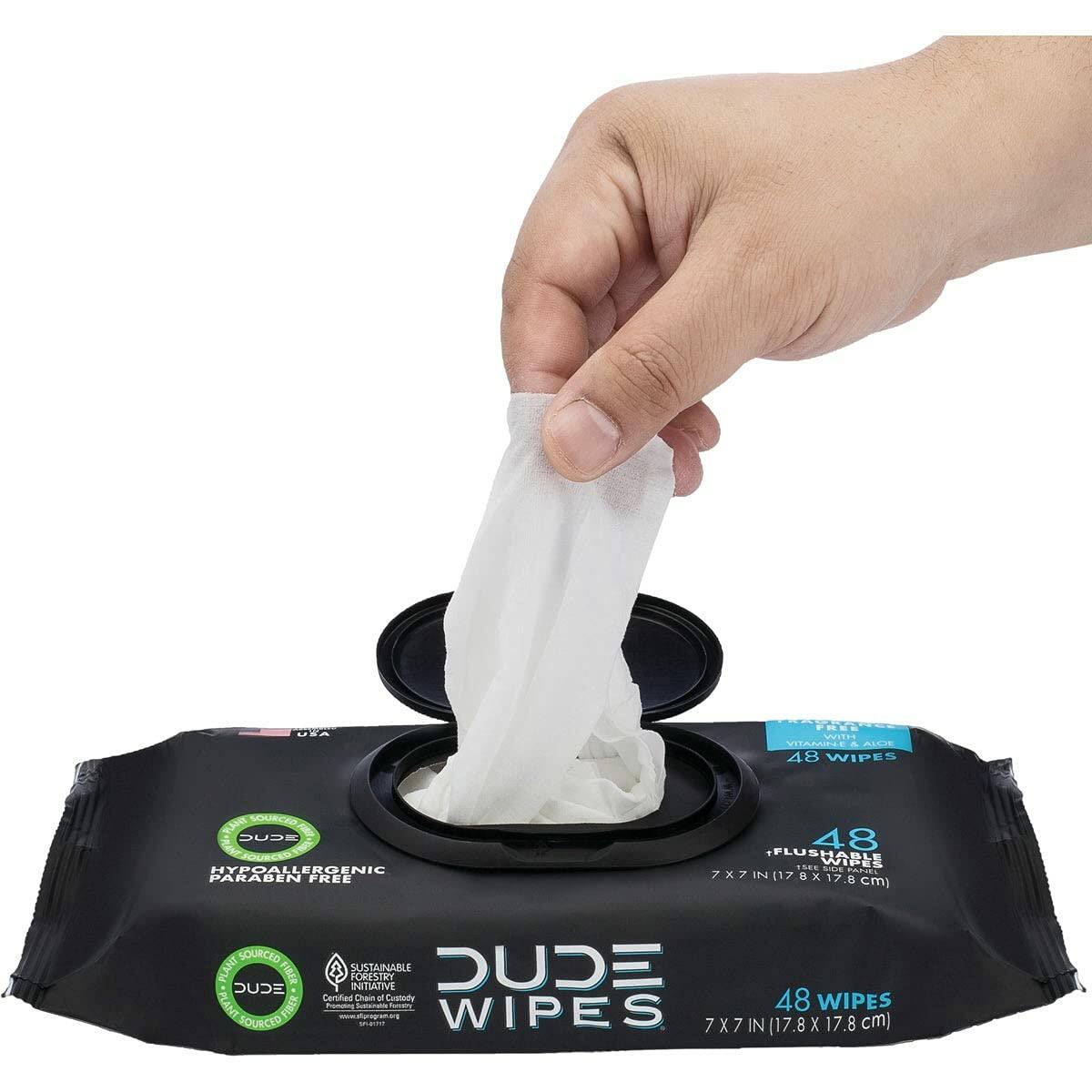 DUDE WIPES Disposable Wet Wipes 48 Count Flushable Extra Large