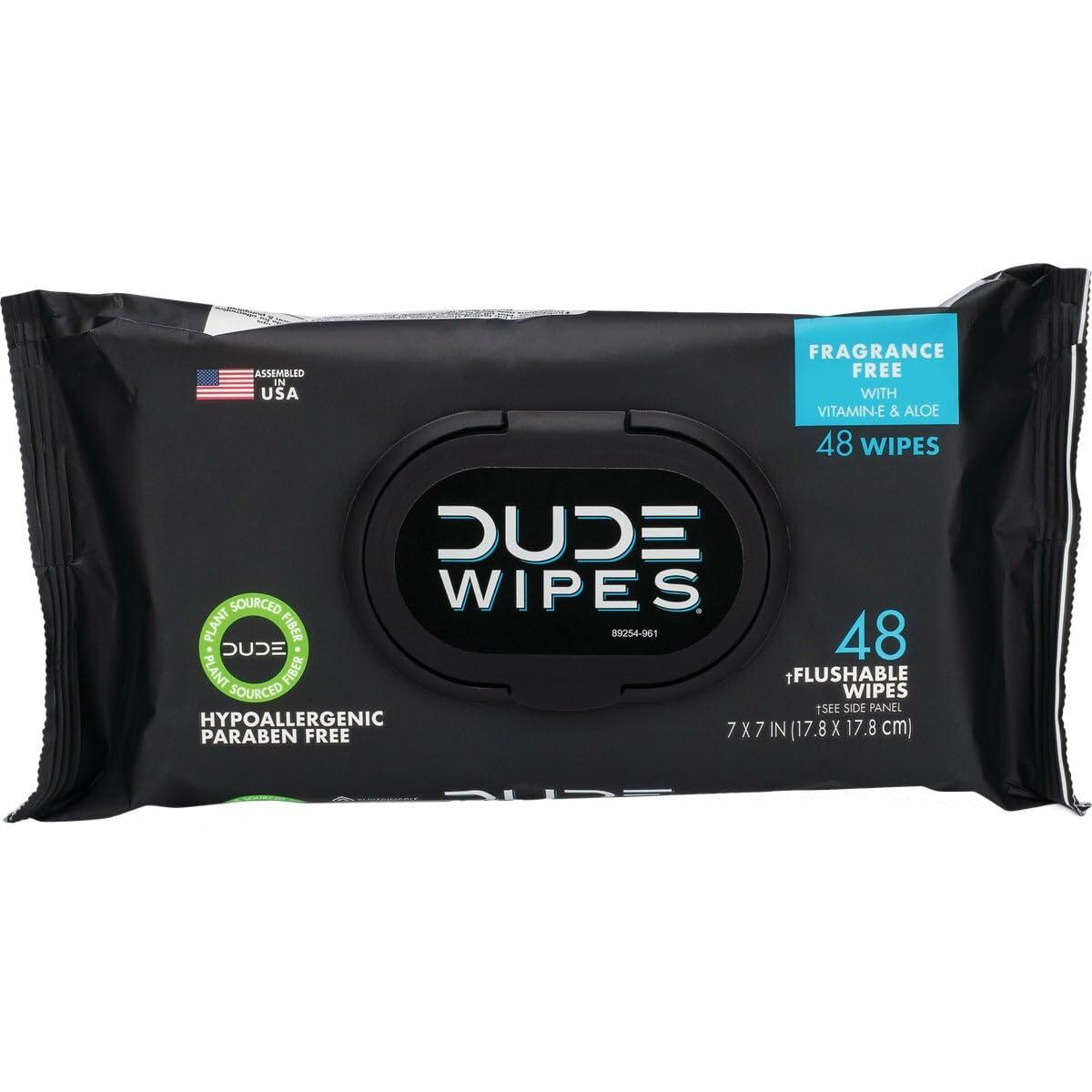 DUDE WIPES Disposable Wet Wipes 48 Count Flushable Extra Large