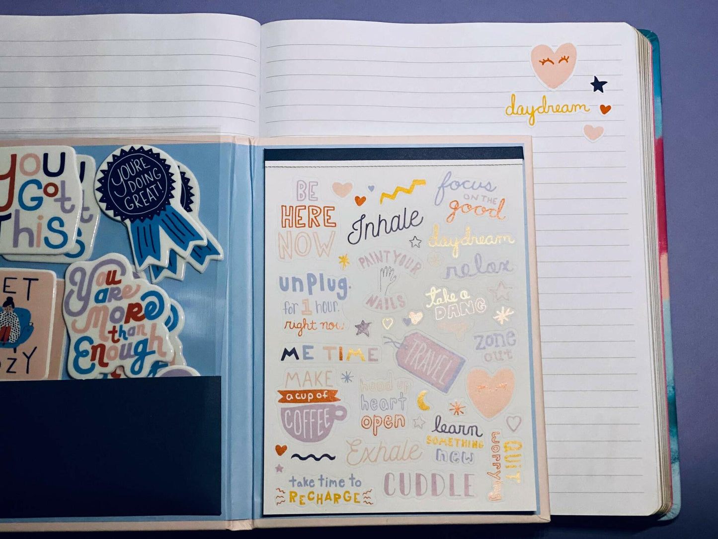 [Like_new] WORLD TRAVELER Self Care Sticker Book Folio Hardcover 5x7 Art Stickers