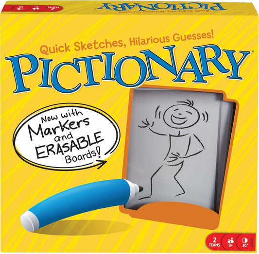 Mattel Pictionary DKD47 Board Game with Markers & Erasable Boards