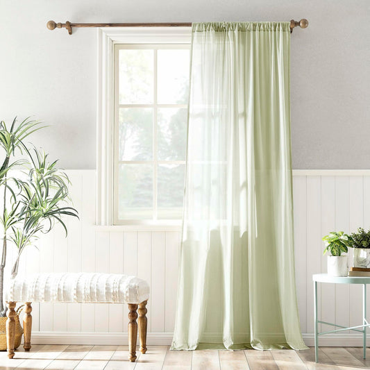 Archaeo Cotton Sheer Curtain 50x63 Moss Green 1 Panel