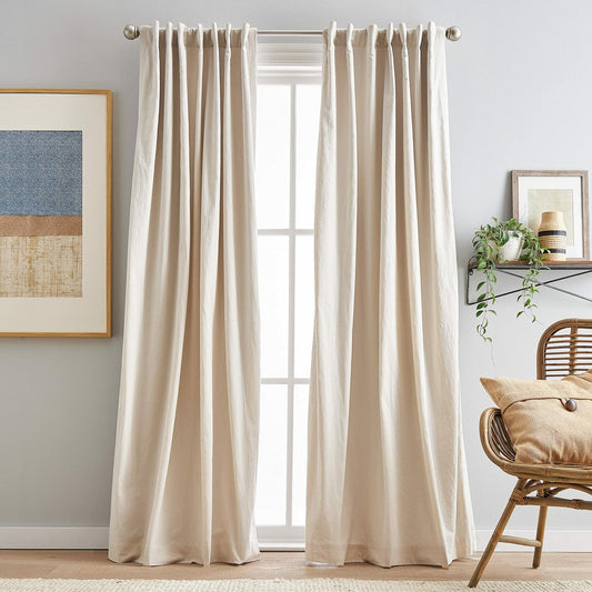 Peri Home Sanctuary Back Tab Room Darkening Curtain Panel Pair 95" Linen