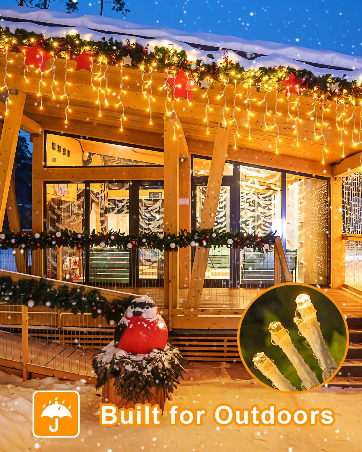 [Like New] JIXXULVU 2 Pack 53FT 486 LED Outdoor Waterproof Timer 8 Modes Warm White