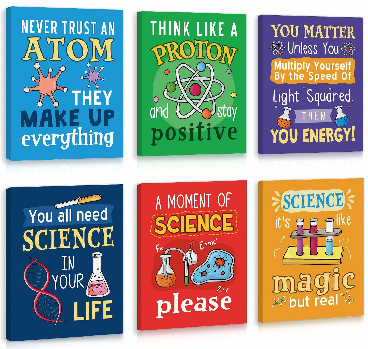 KAIRNE Science Classroom Signs Set of 6 12x16in Framed Chemistry Decor