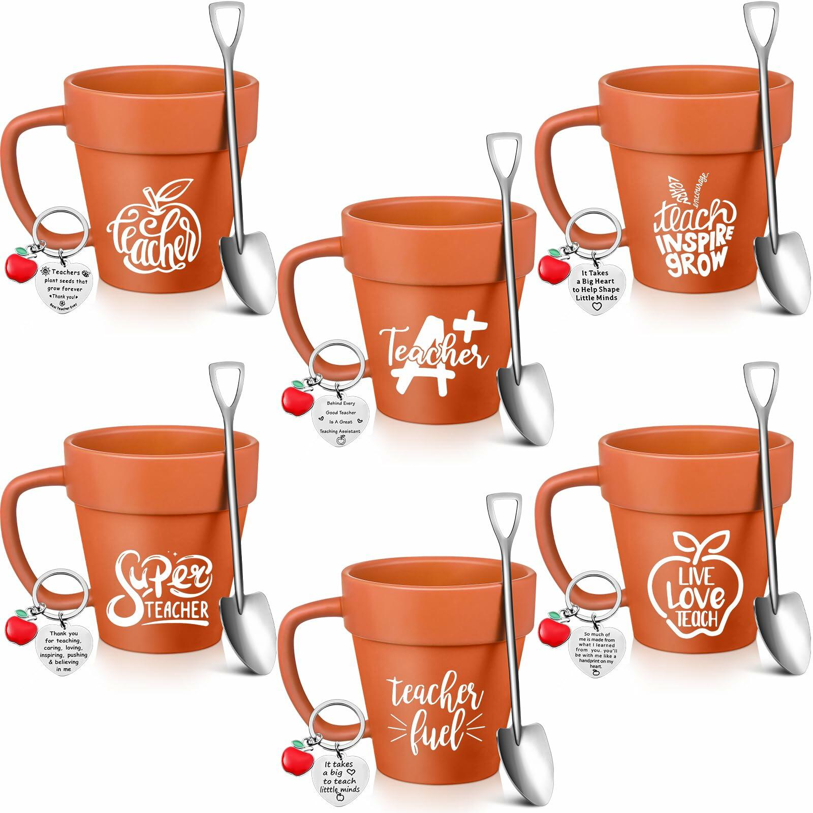 Nuogo Gardener 6 Set 11oz Ceramic Mug with Shovel Spoon Keychains