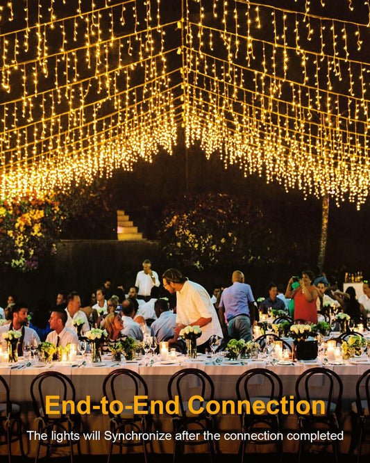 [Like New] JIXXULVU 2 Pack 53FT 486 LED Outdoor Waterproof Timer 8 Modes Warm White