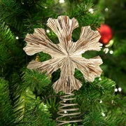 Cinnvoice Snowflake Christmas Tree Topper 11" Champagne Gold Glitter
