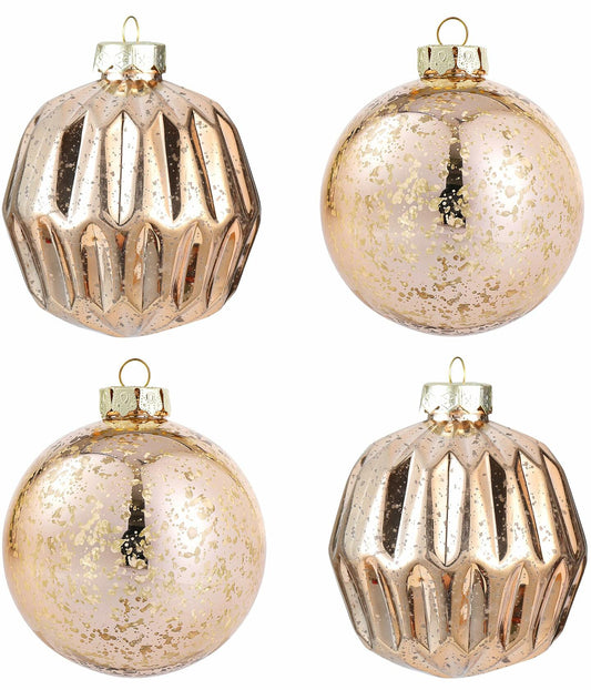 Jumbo Mercury Rose Gold Christmas Ornaments 6" Shatterproof Set of 2