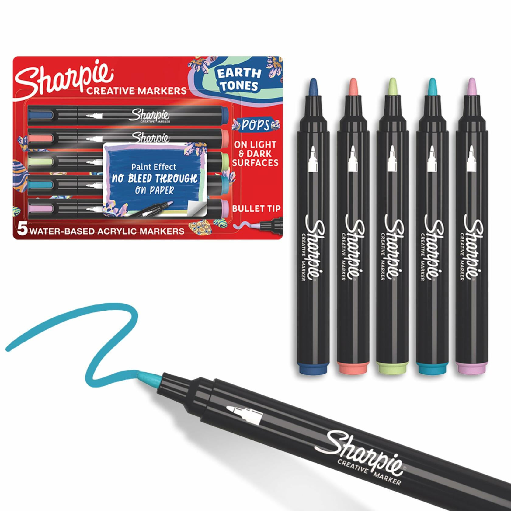 Sharpie Creative Markers Water-Based Bullet Tip Earth Tones Glowing Tropics 5ct
