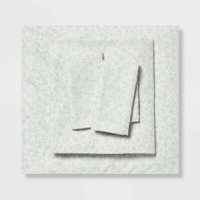 Room Essentials Twin/Twin XL Microfiber Sheet Set Pewter Aqua Floral Size TwinXL