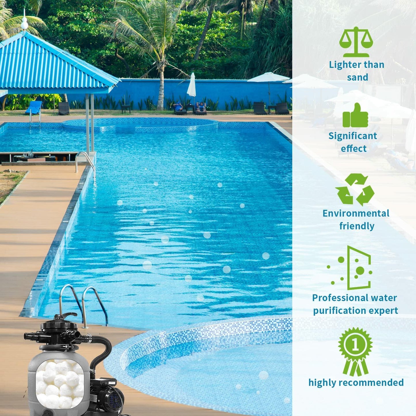 Naisidas 3.08lbs Pool Filter Balls Reusable Eco-Friendly White Sand Filter