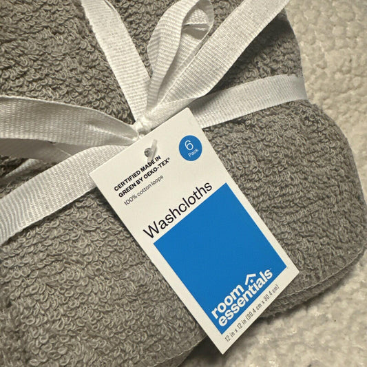 Room Essentials Washcloths Light Gray Pack 12x12 Inches 12 Count