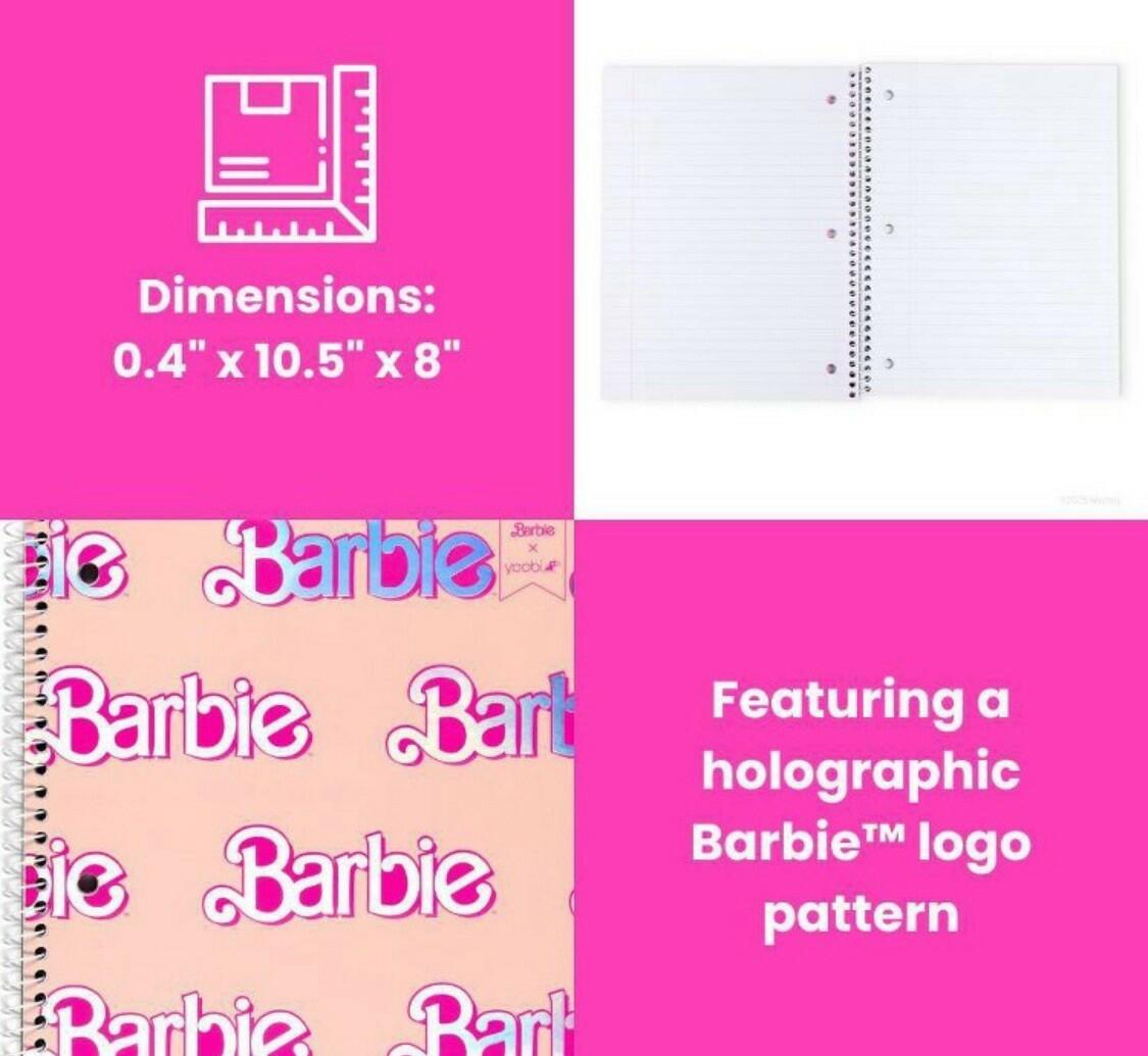 Yoobi Barbie Pink Composition Notebook With Pen 1 Subject 2024