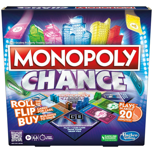 Hasbro Monopoly Chance Board Game Fast-Paced Family Party Ages 8+ 2-4 Players