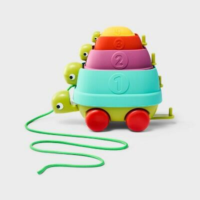 Gigglescape Turtle Pull Along Toy Silicone Multicolor 18+ Months 4 Pieces