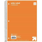 Up&up™ Spiral Notebook 1 Subject Wide Ruled Orange 70 Pages Perforated 3 Hole