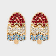 Americana Popsicle Drop Earrings Red White Blue Patriotic Jewelry
