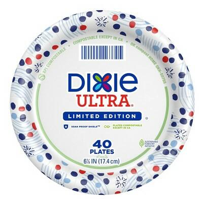 Dixie Ultra Plates 7" Americana 40ct Disposable Paper Dinnerware