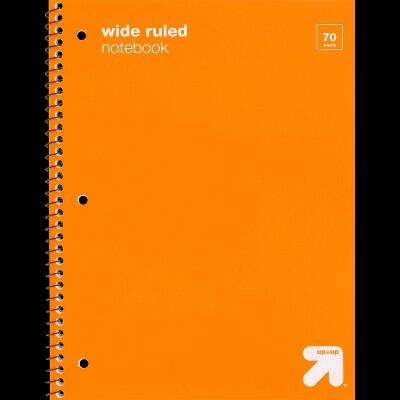 Up&up™ Spiral Notebook 1 Subject Wide Ruled 70 Pages Orange 3 Hole Punched
