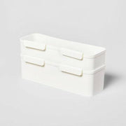 Brightroom Long Cart Divider Cups 11.22" White Set of 2 Plastic Organizer