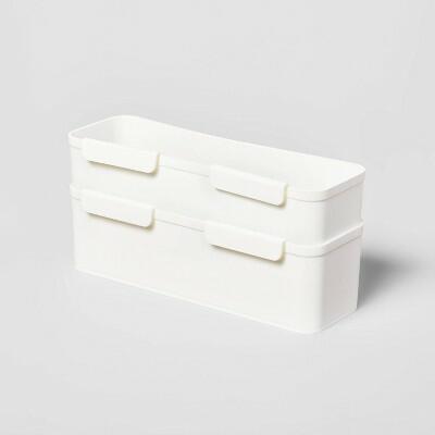 Brightroom Long Cart Divider Cups 11.22" White Set of 2 Plastic Organizer