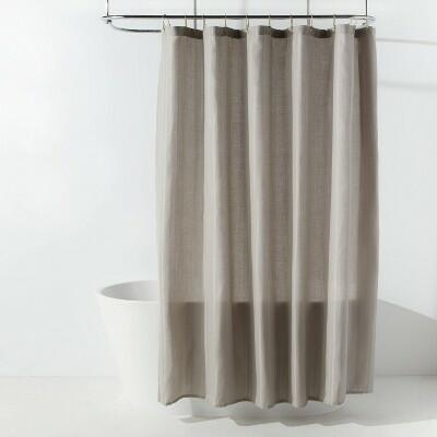 Room Essentials Herringbone Fabric Shower Curtain Gray 72x72